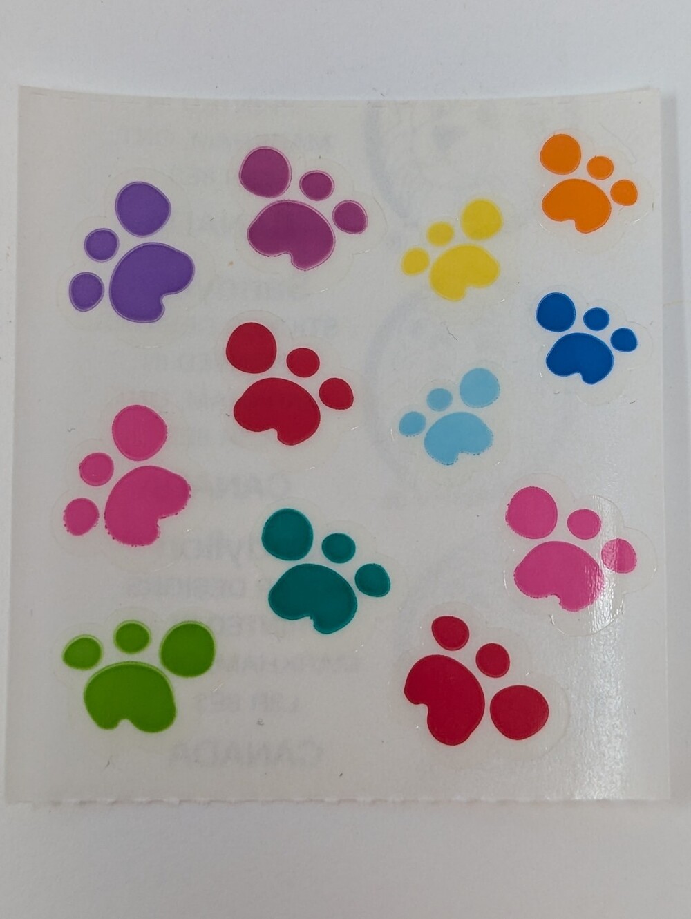 Sandylion Stickers Paw Print Colourful Rainbow Vintage